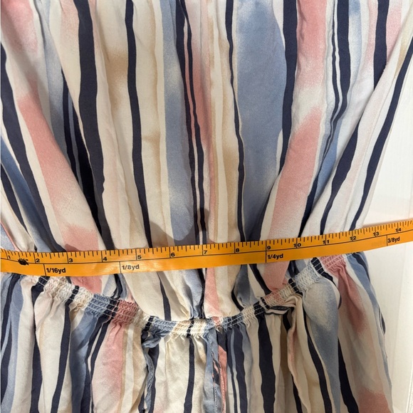 Striped Off-Shoulder Romper - Blue, Pink, White - Picture 7 of 9